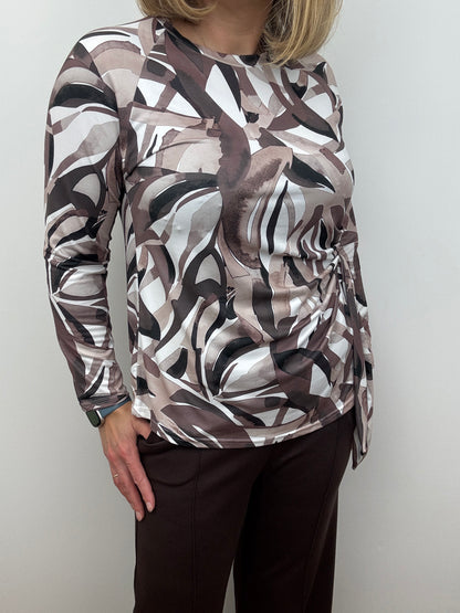 MARGARET peachy feel long sleeve wrap-style top