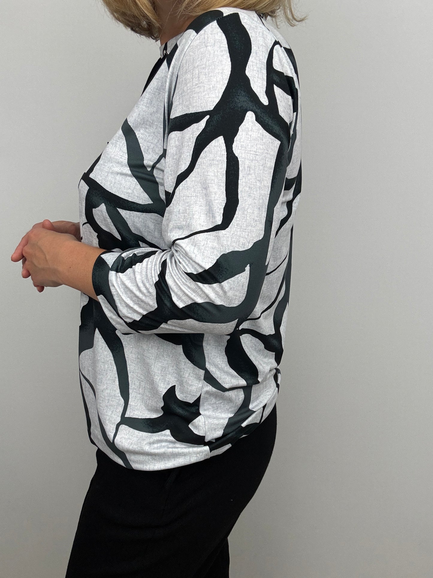 DEBRA soft brushed abstract print high-neck top