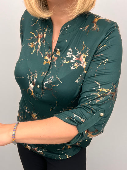 KAYLA stand-up collar bottle green top