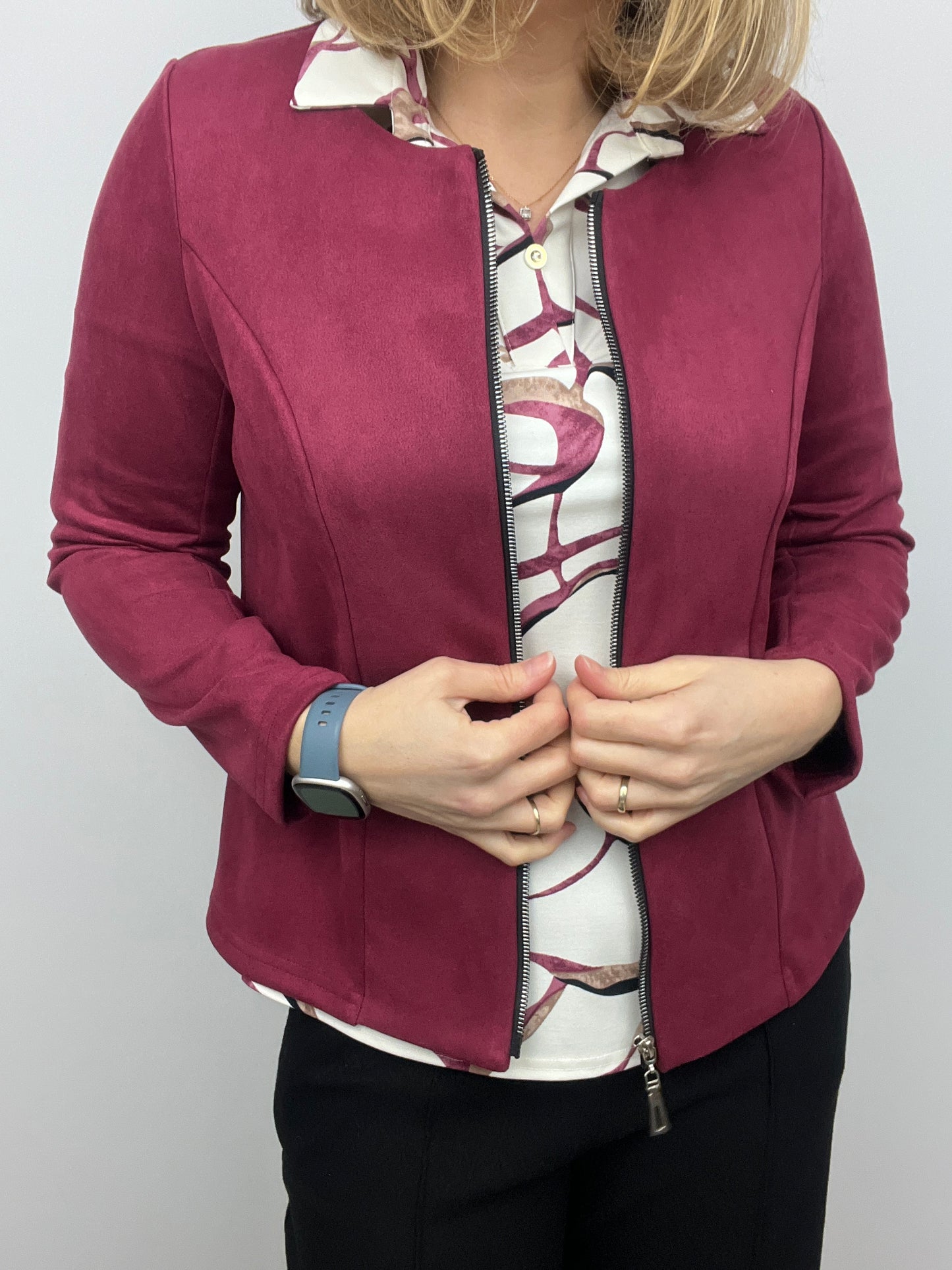 Suedette jacket rich berry