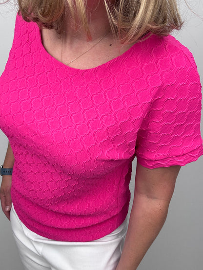 EMMA textured hot pink top