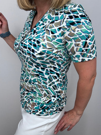 AGATHA short sleeve zip top