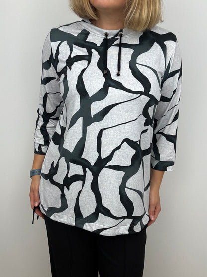 DEBRA soft brushed abstract print high-neck top