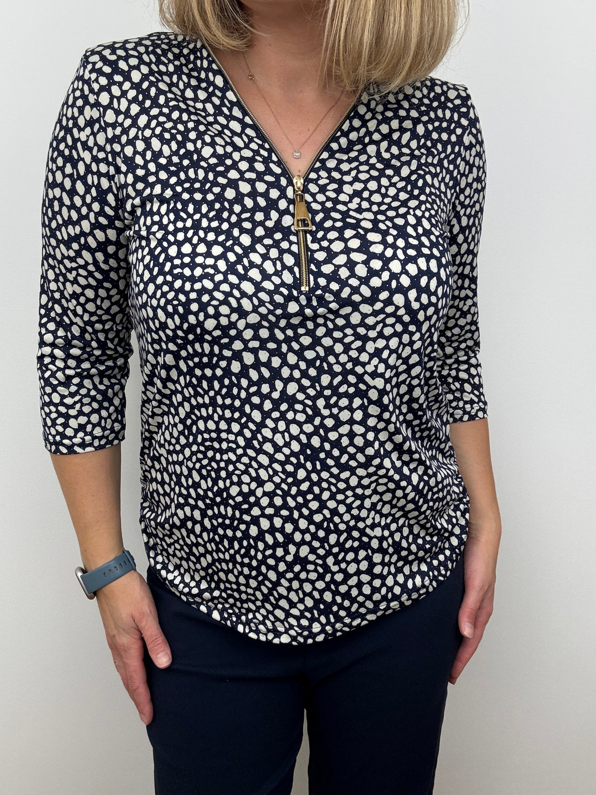 KIMBERLEY plum 3/4 sleeve zip top