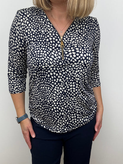 KIMBERLEY plum 3/4 sleeve zip top