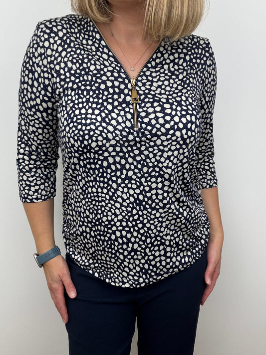 KIMBERLEY plum 3/4 sleeve zip top