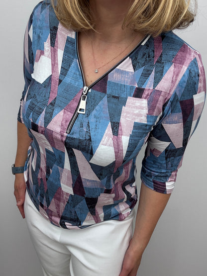 HOLLY 3/4 sleeve zip top