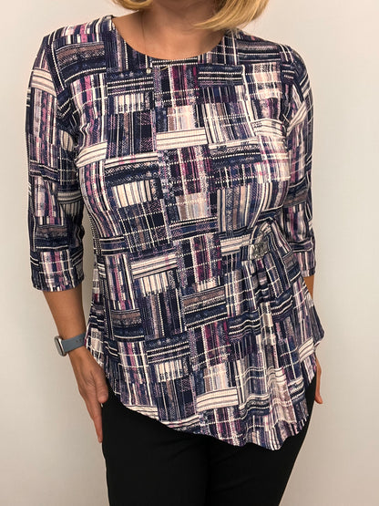 VIOLA round neck top with dipped hem