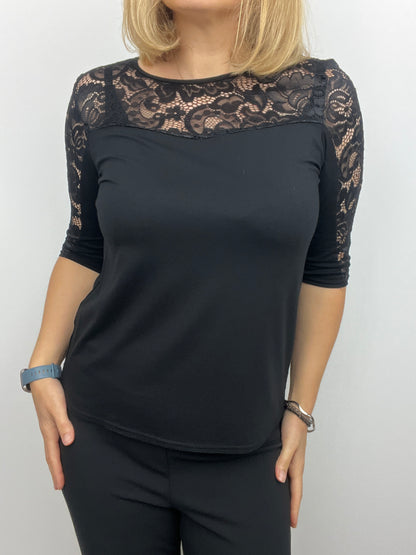 CHANTELLE black top with lace panel