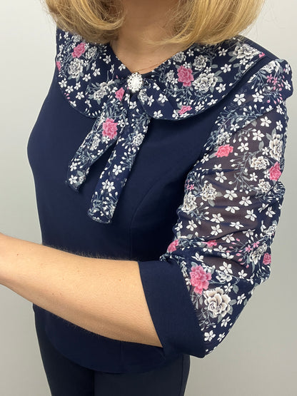 ERICA top with bow detail at neckline