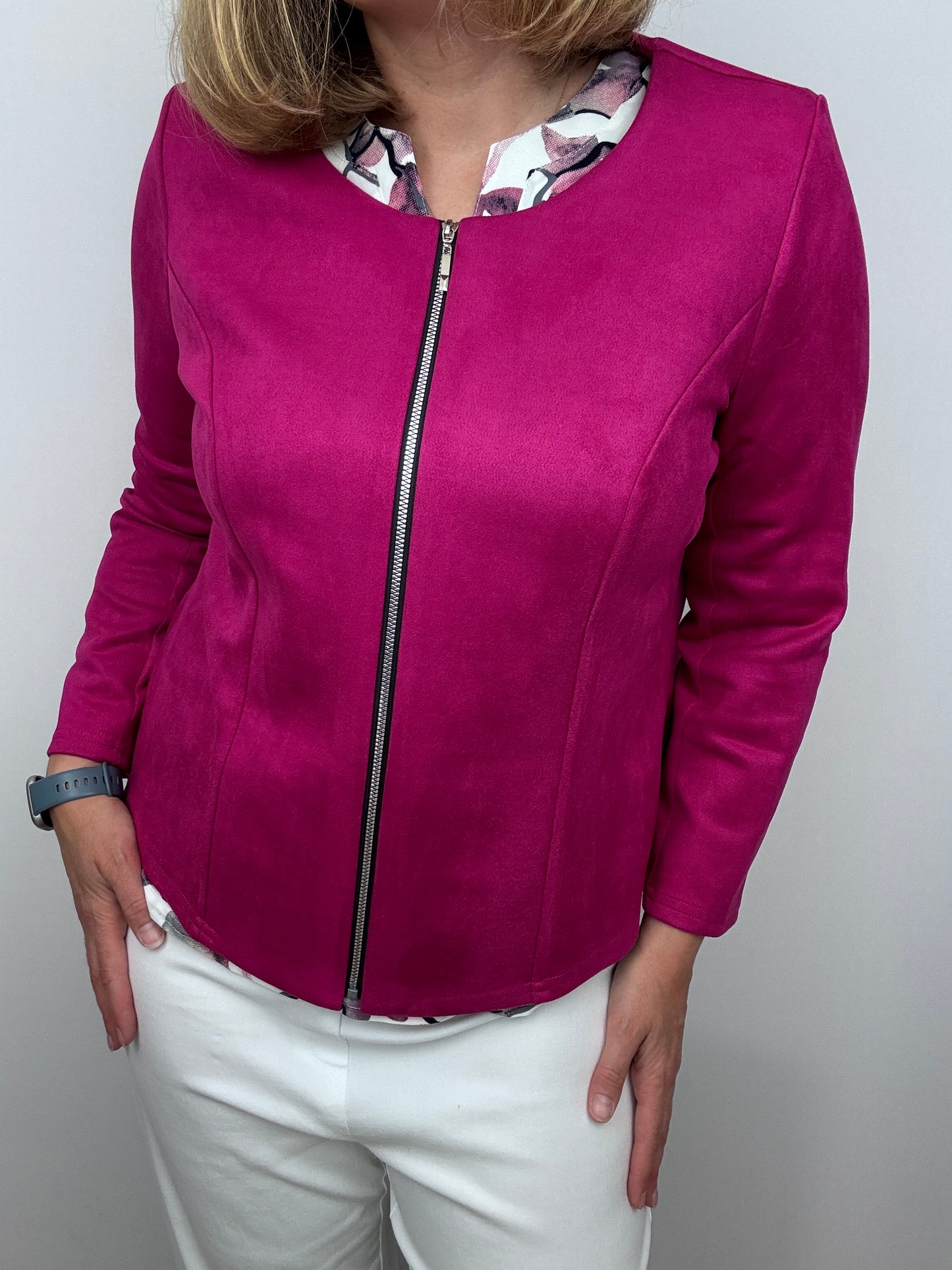 Fuchsia suedette jacket