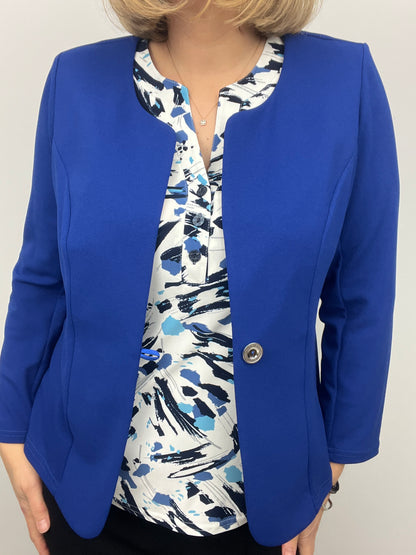 Royal blue One-button fabric jacket