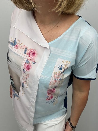 ELIANA coastal print summer top