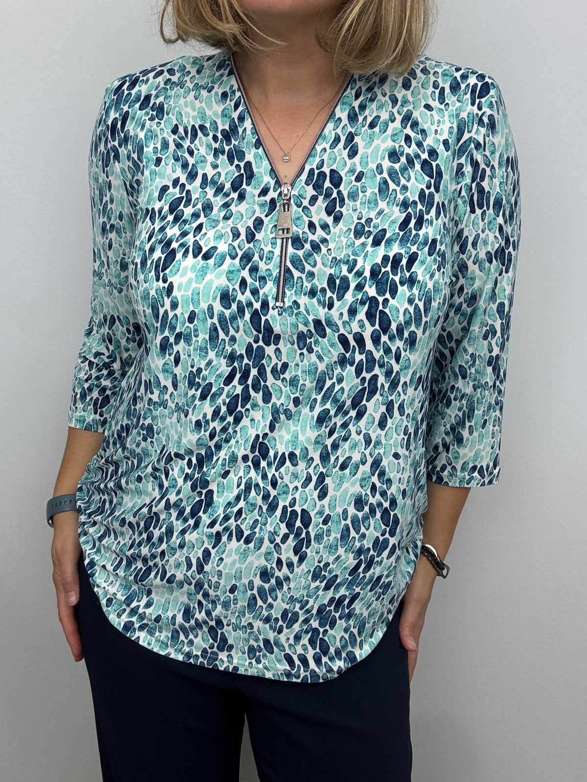 EILEEN 3/4 sleeve zip top
