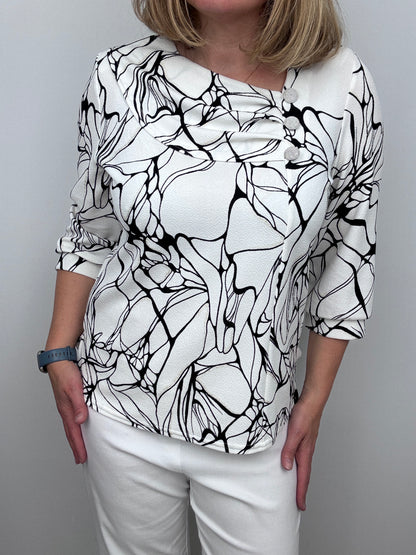 AVRIL top with pleated neckline