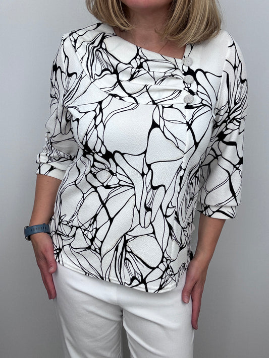 AVRIL top with pleated neckline