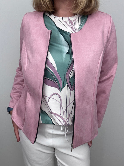 Powder pink suedette jacket