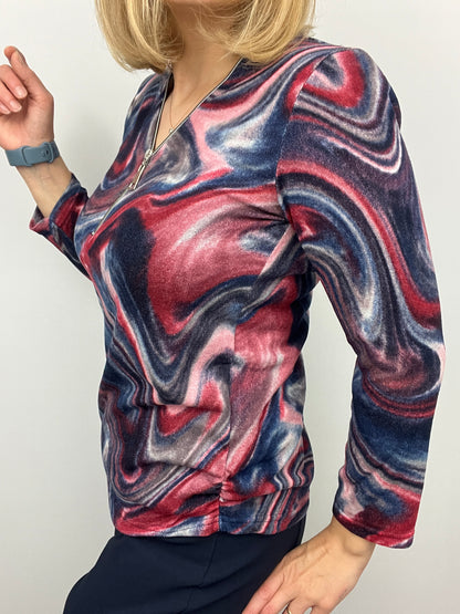 ARIA fine knit zip top