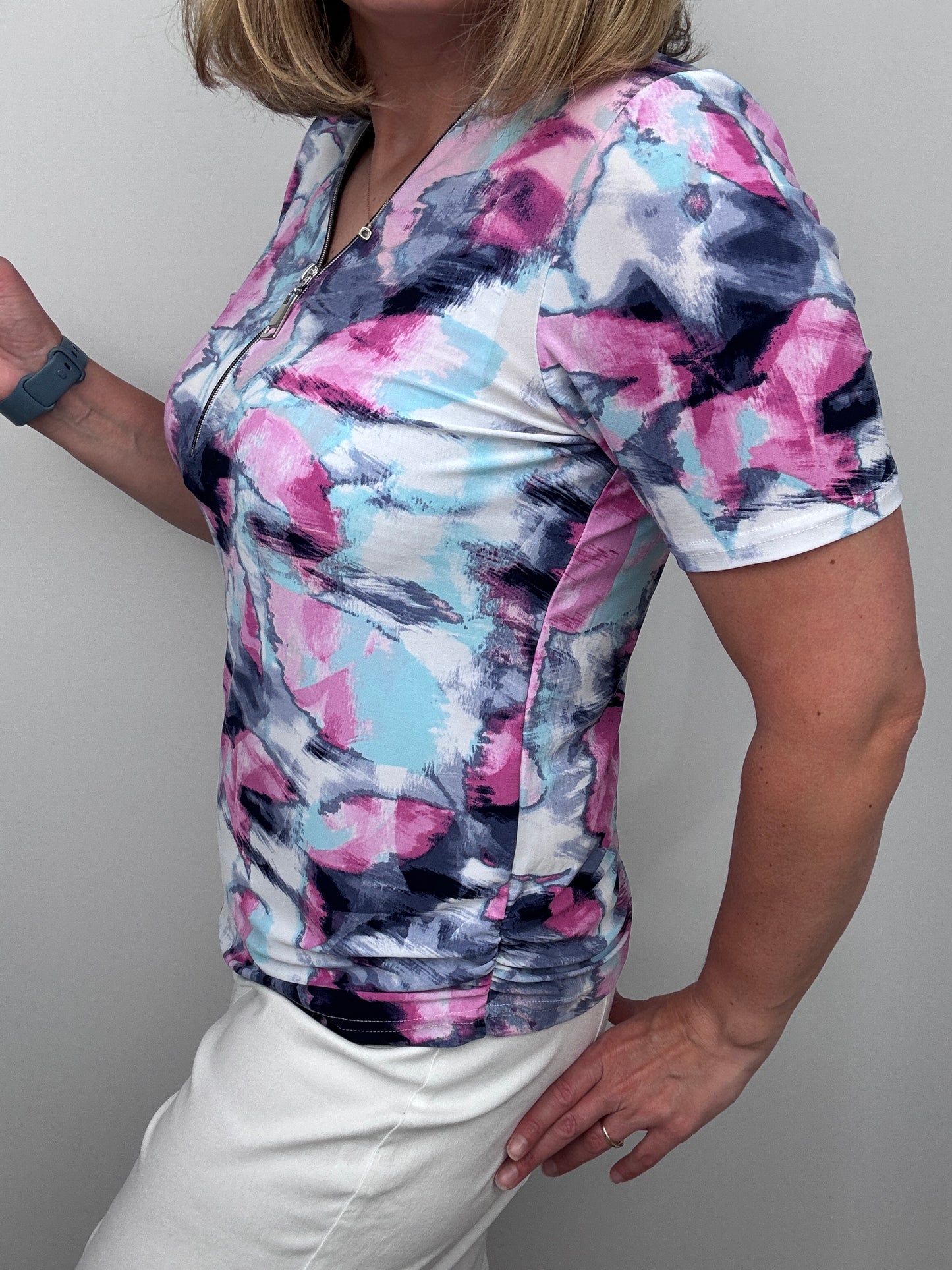 PAM short sleeve zip top