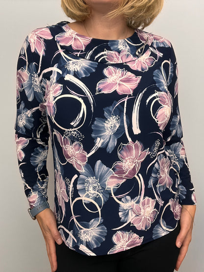 REBECCA Top with flat cowl neck