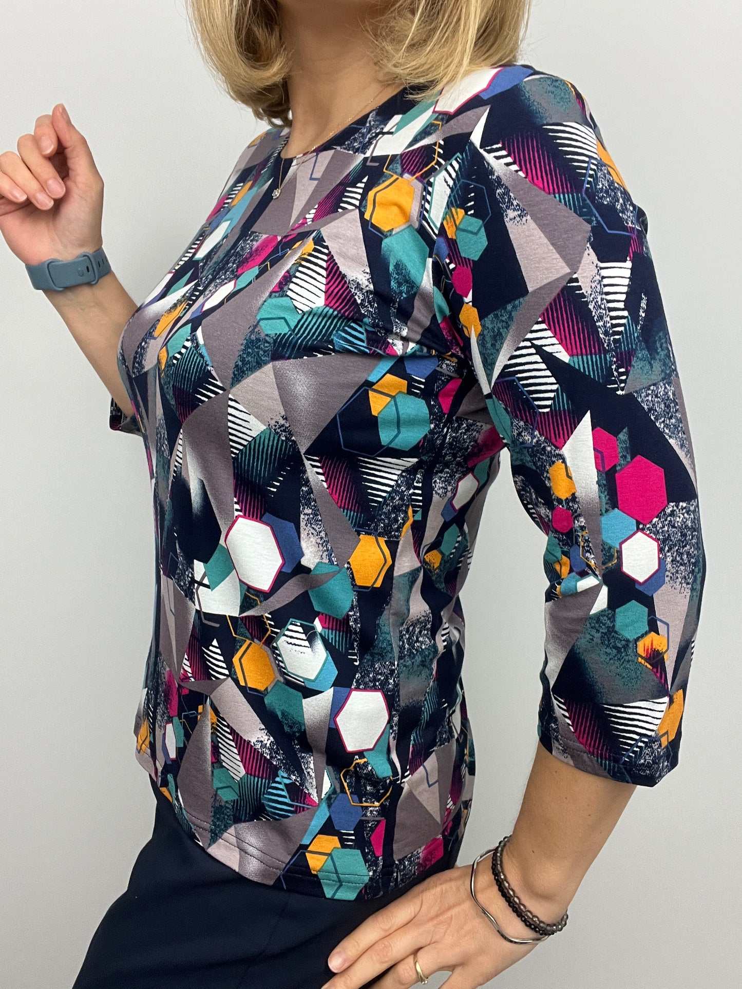CHLOE cotton feel style top 3/4 sleeves