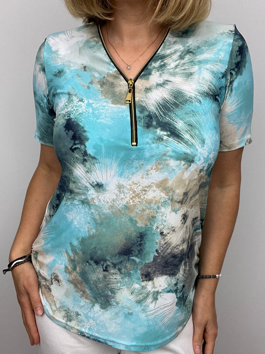 FELICITY short sleeve zip top