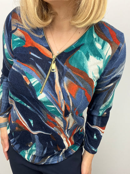 JULIE fine knit zip top