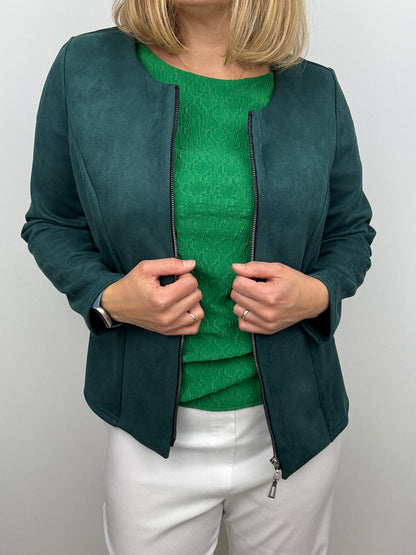 DAVINA textured emerald green top