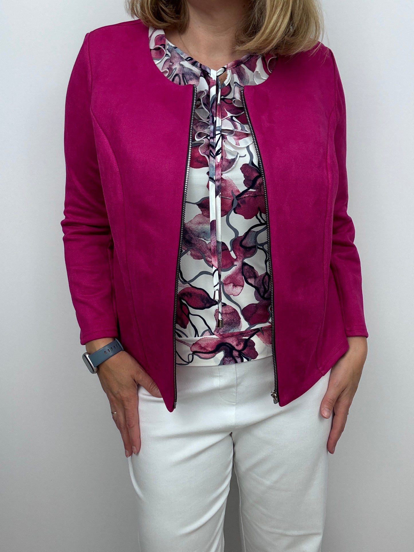 Fuchsia suedette jacket