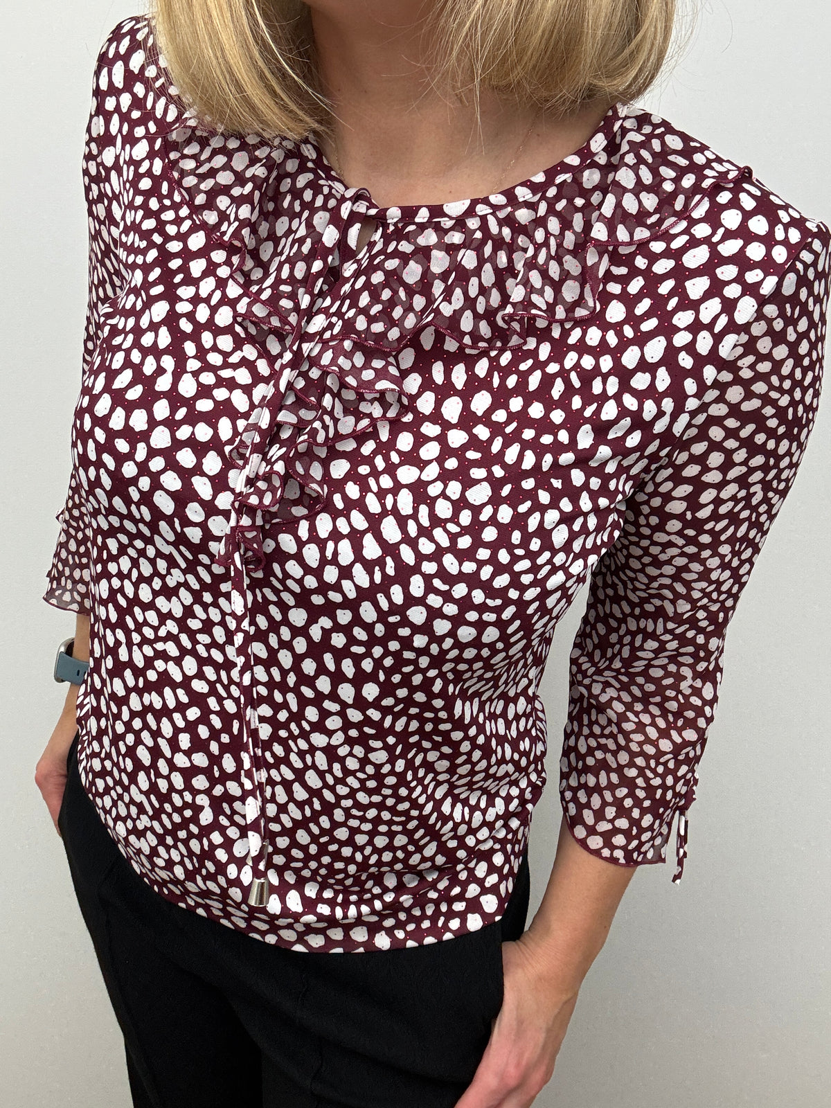LAYLA burgundy ruffle top