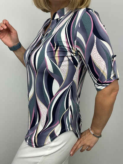 ZOE stand-up collar blouse
