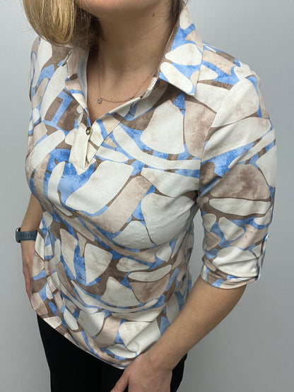 PATRICIA top with collar and V-neckline