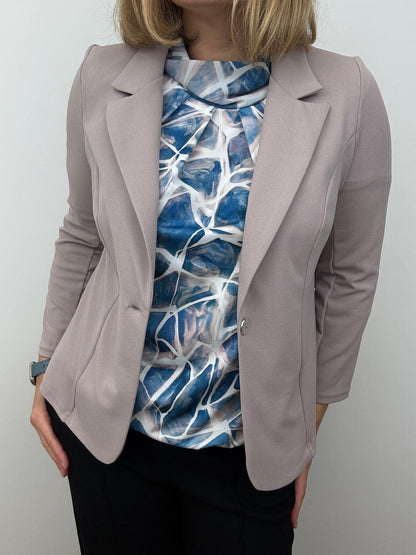 Mink pink fabric jacket with lapel collar