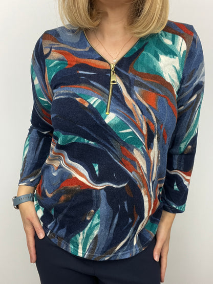 JULIE fine knit zip top
