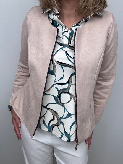 BARBARA top with collar and V-neckline