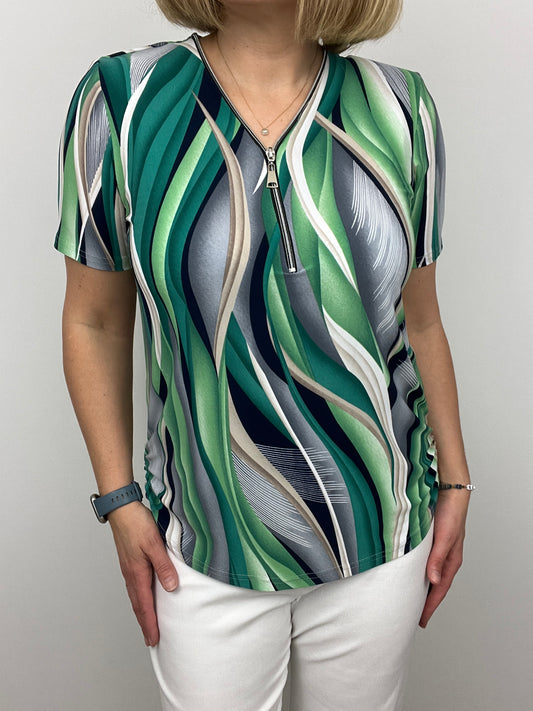 LAURA short sleeve zip top