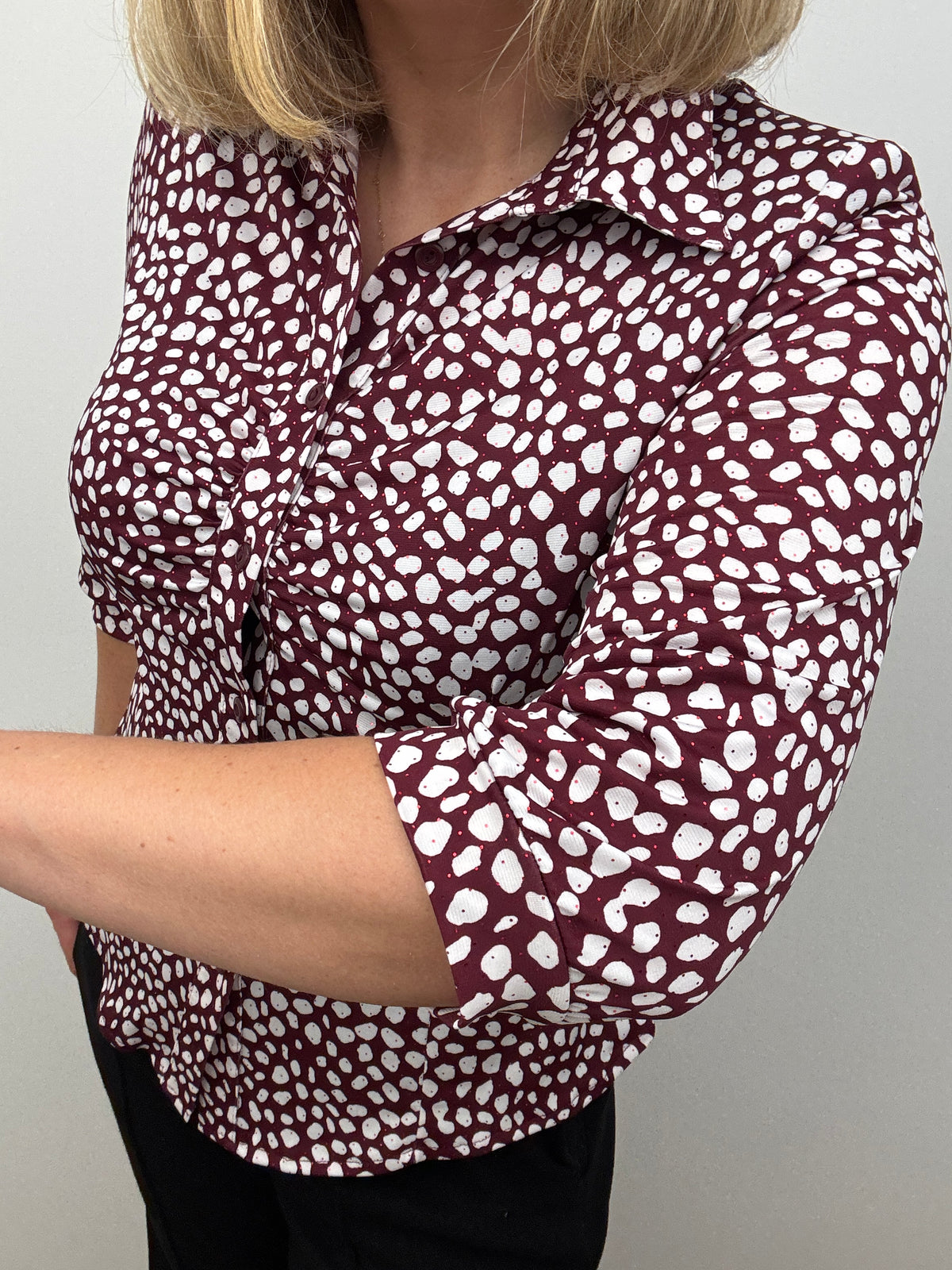 KYLIE burgundy button down blouse