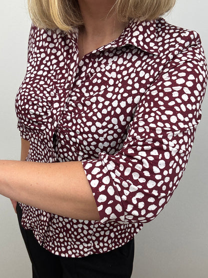 KYLIE burgundy button down blouse