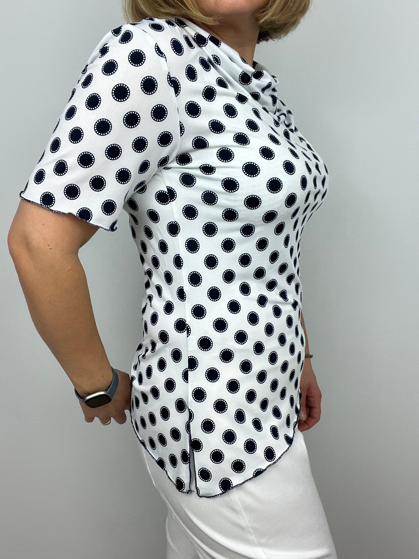 KATE polka dot cowl neck top