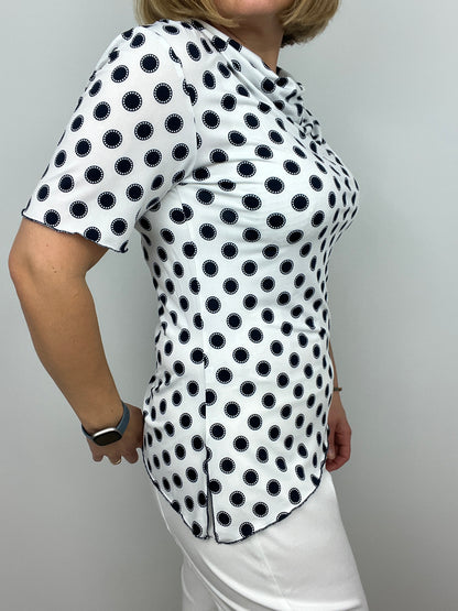 KATE polka dot cowl neck top