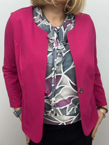 Fuchsia One-button fabric jacket