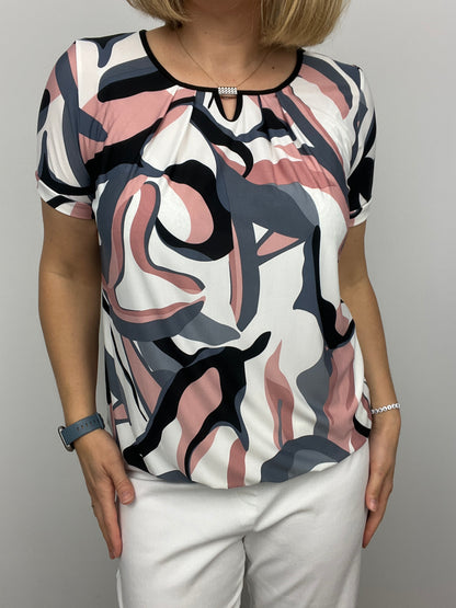 ARIA short sleeve top with elasticated hem