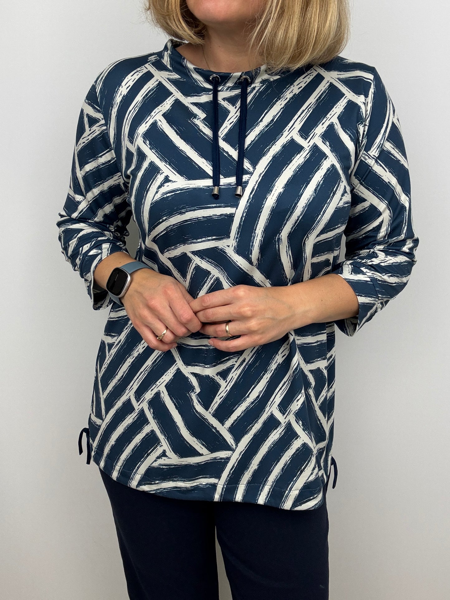 EVE soft brushed abstract print high-neck top