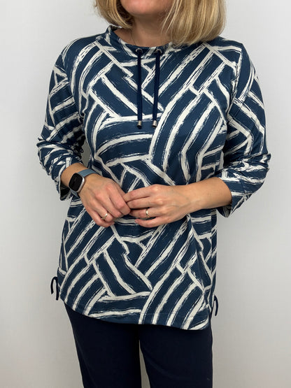 EVE soft brushed abstract print high-neck top