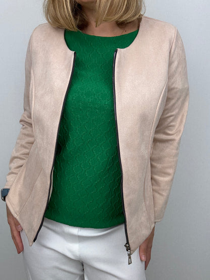 DAVINA textured emerald green top
