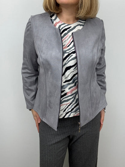 Silver Grey Suedette jacket