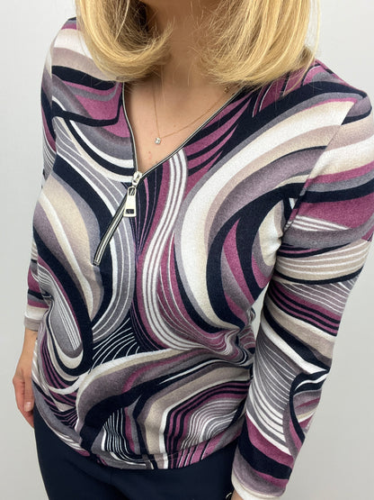 LAVENDER fine knit zip top sizes 12-26