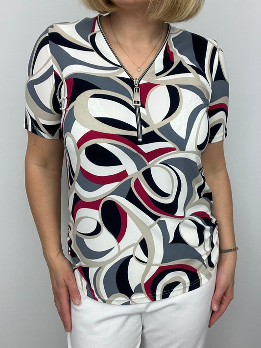 DOMINIQUE short sleeve zip top