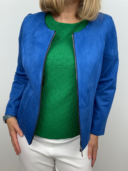 DAVINA textured emerald green top