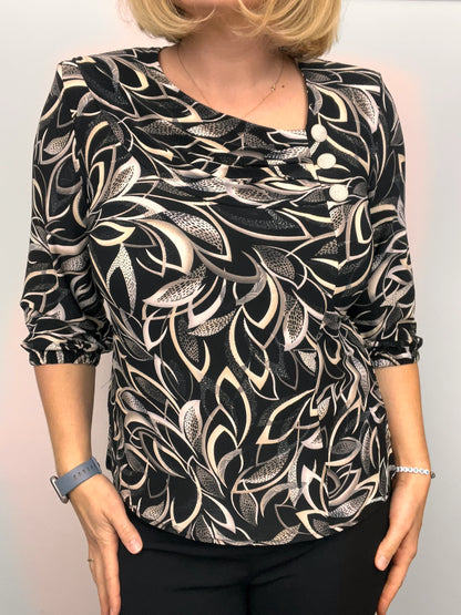 TERESA top with pleated neckline